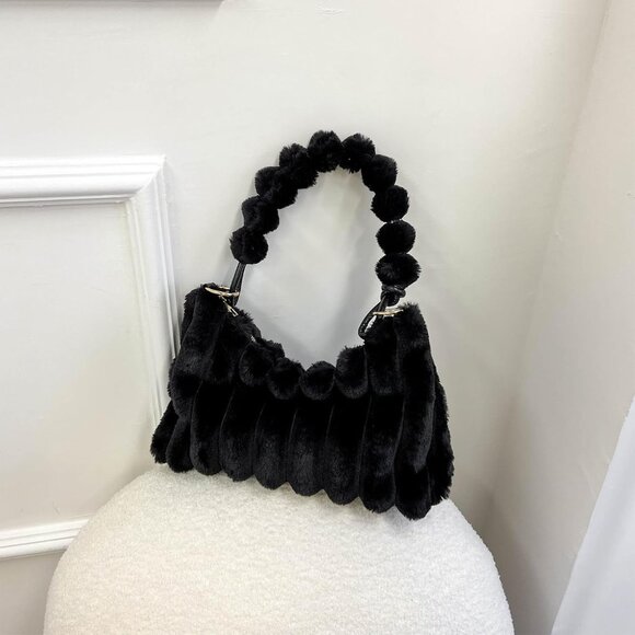 Faux Fur Purses for Women Fluffy Tote Bag Plush Shoulder Handbag - Picture 6 of 7